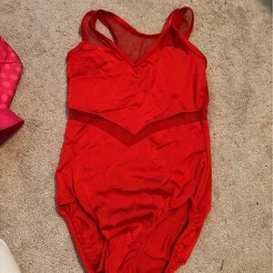 Red Leotard with Mesh
